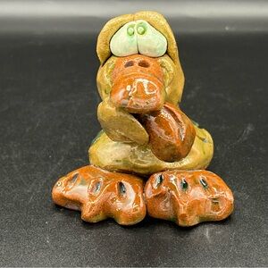 Vintage Hicks Pottery Whimsical Clay Duck figurine